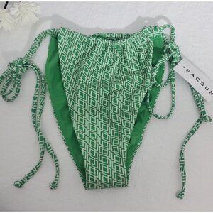 PACSUN Green "Darla" Retro Style Curtain Tie Side Bikini Bottom NWT